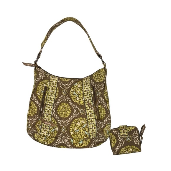 Vera Bradley Handbags - Vera Bradley Brown and Yellow Hobo Bag & wallet